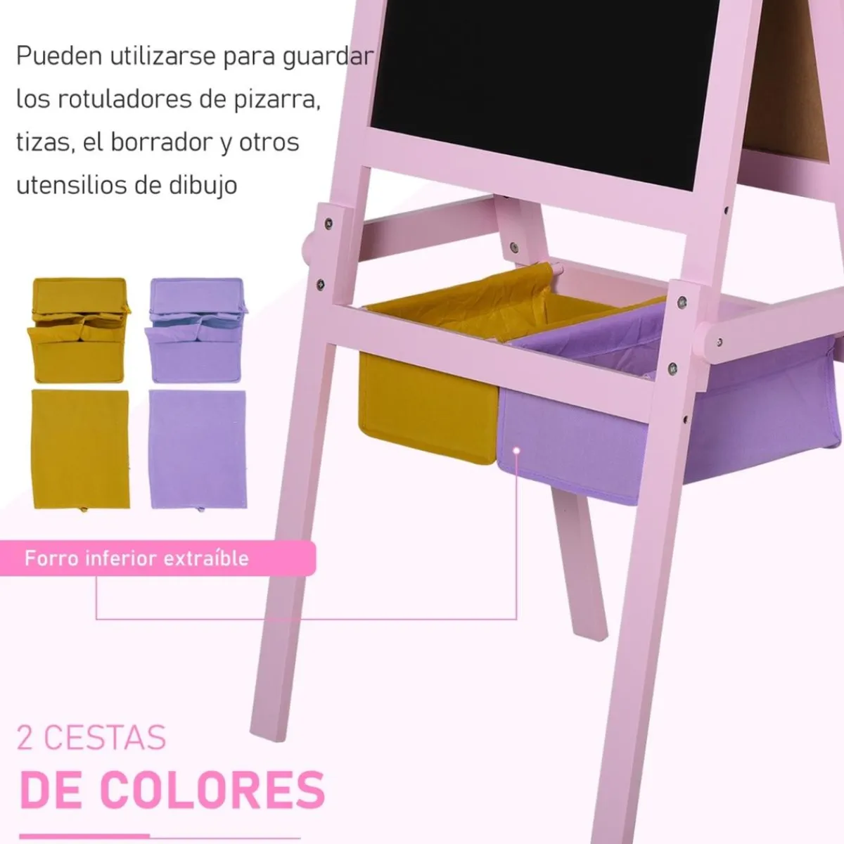 - Pizarra infantil 3 en 1 con caballete*Homcom Hot