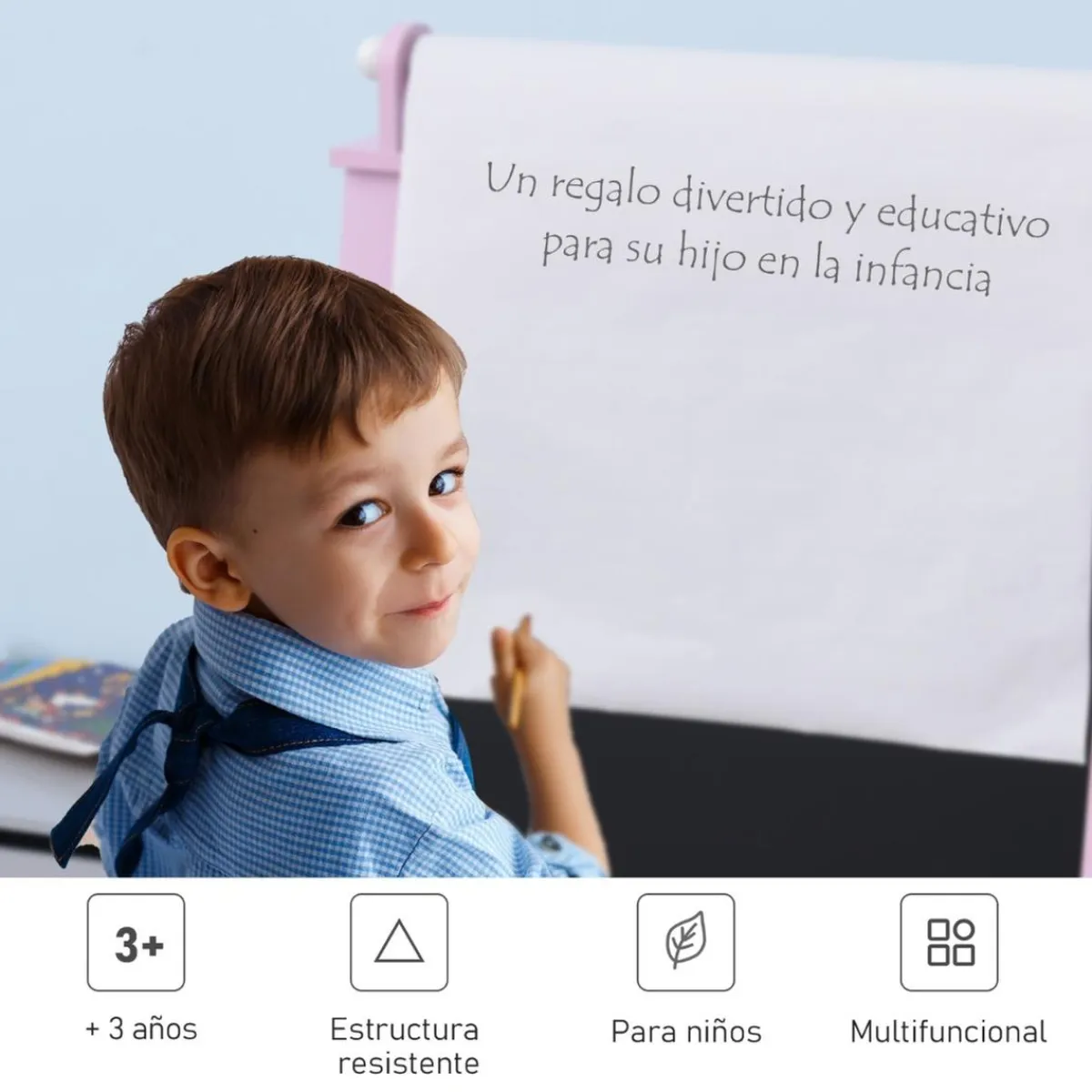 - Pizarra infantil 3 en 1 con caballete*Homcom Hot