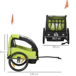 - Remolque para bicicleta Verde*Homcom Hot