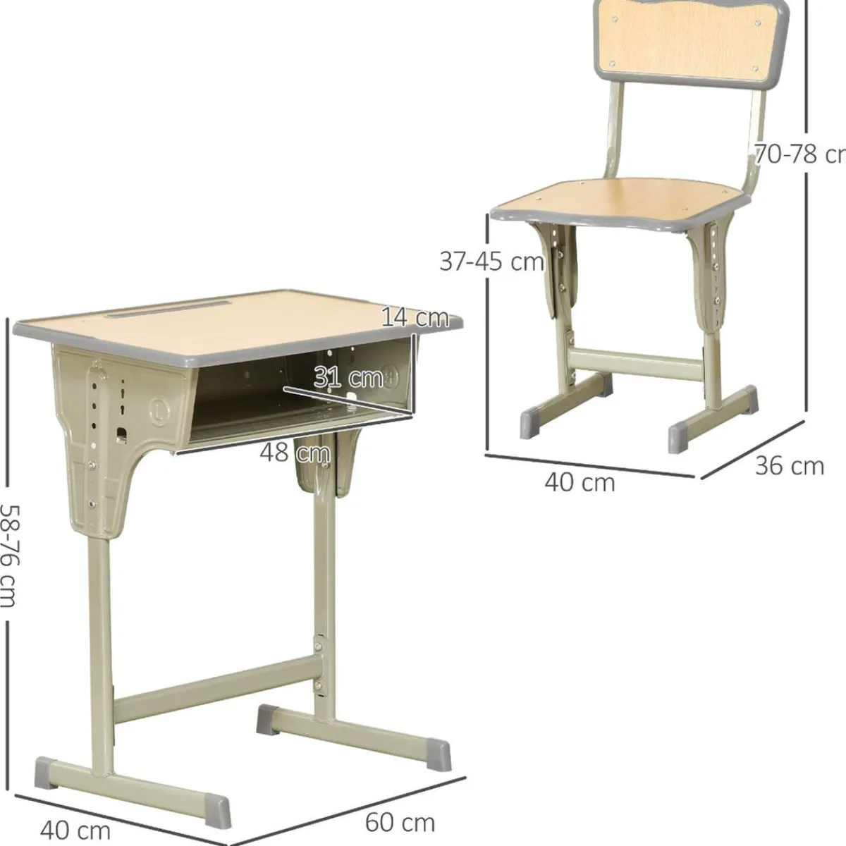 - Set Pupitre + Silla infantil Vintage*Homcom Discount