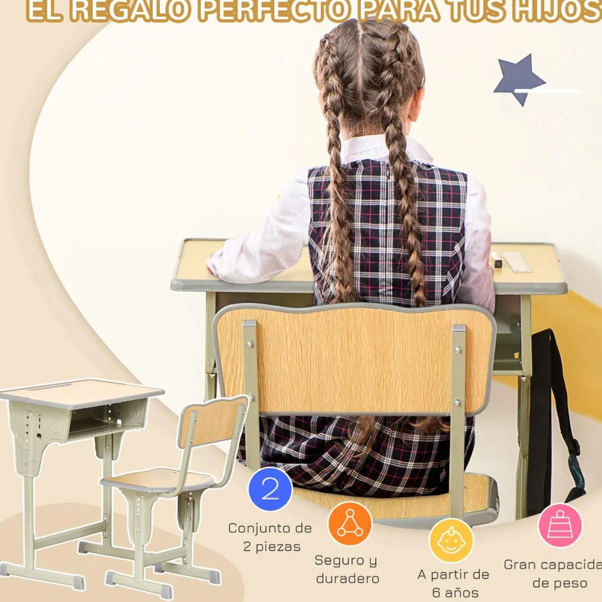 - Set Pupitre + Silla infantil Vintage*Homcom Discount
