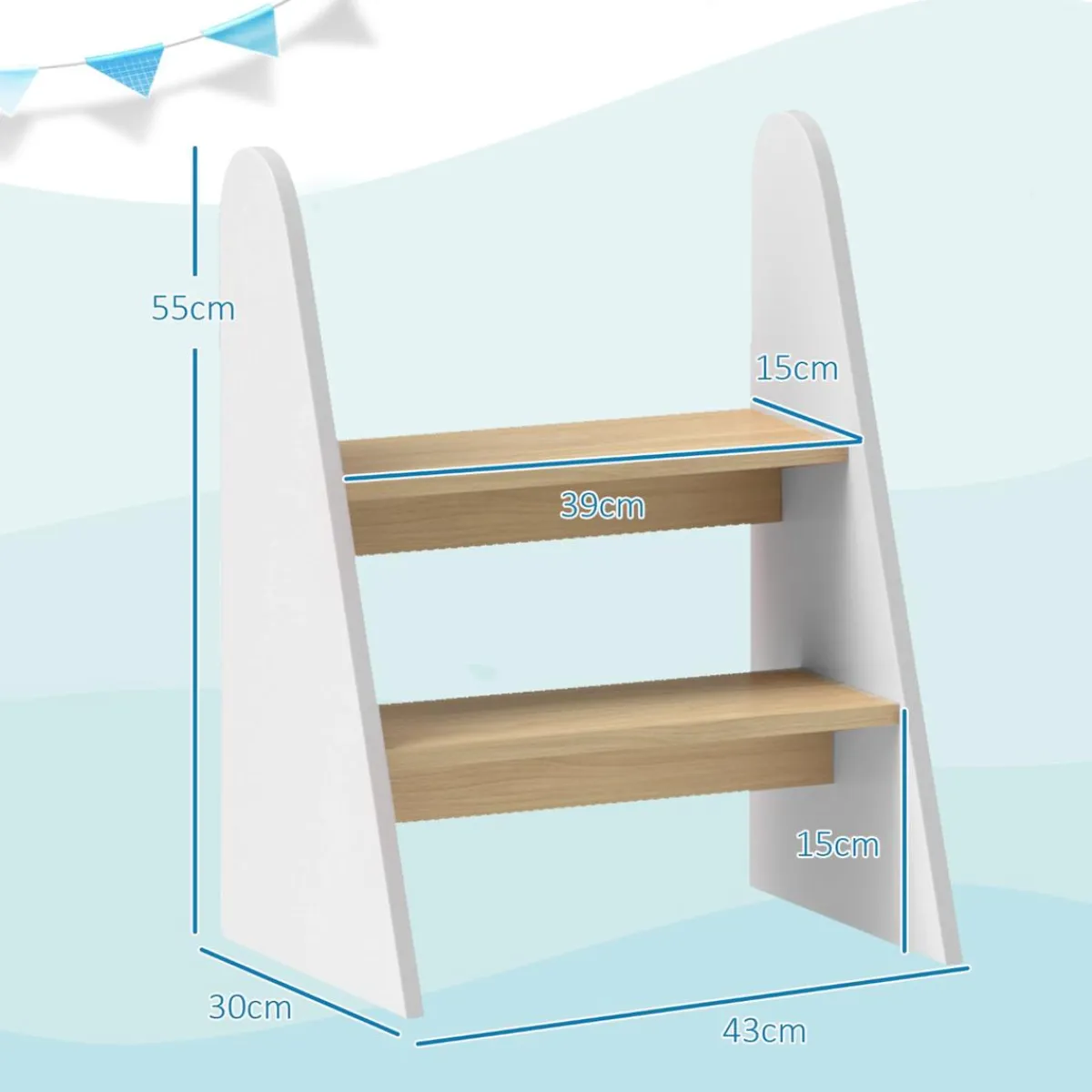 Best Homcom - Taburete 2 peldaños Blanco Estilo De Vida