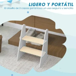 Best Homcom - Taburete 2 peldaños Blanco Estilo De Vida