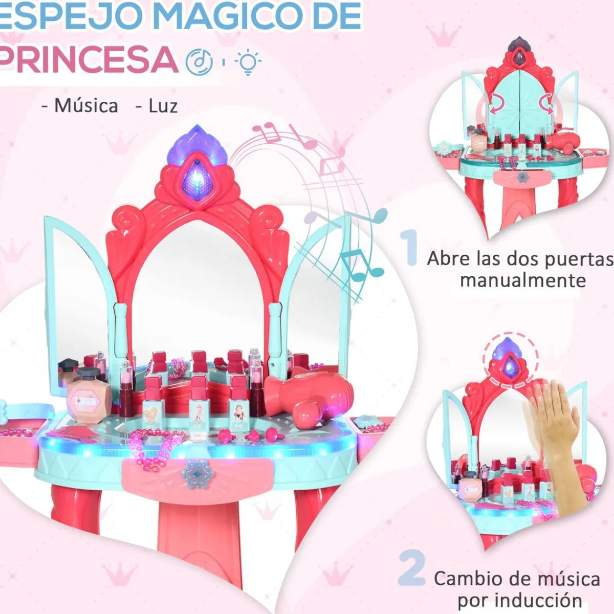 Hot - Tocador infantil con cajón y taburete Muñecas