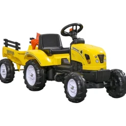 Hot - Tractor a pedales con remolque amarillo Vehículos De Batería O A Pedales