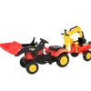 Outlet - Tractor excavadora a pedales con remolque rojo Vehículos De Batería O A Pedales