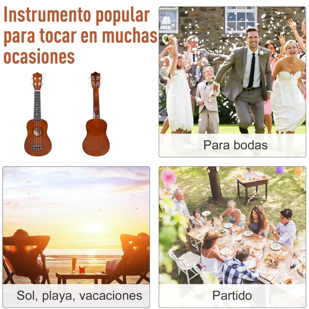 - Ukelele soprano 21" Madera Marrón*Homcom Clearance
