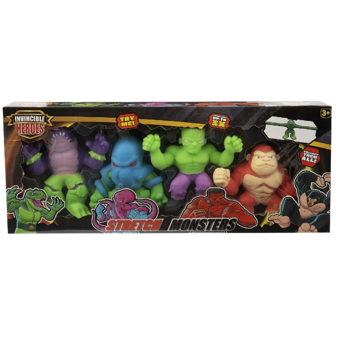 Hot Invincible Heroes - Pack 4 monstruos Stretchy (varios modelos) Figuras De Acción