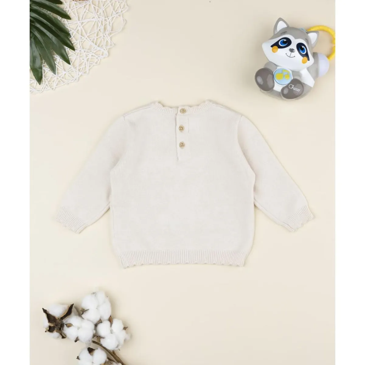 Outlet Jersey de niña beige con cervatillo bordado Recién Nacido·Ropa Y Accesorios|Ropa Y Accesorios·Punto