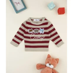 Sale Jersey tricot niño rayas beige y burdeos Niño·Bebé Niño 3-36 Meses|Bebé Niño 3-36 Meses·Jerséis Y Cardigans