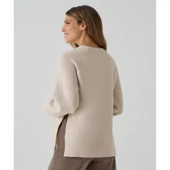 Jersey tricot premamá beige con textura trenzada*Prenatal Clearance