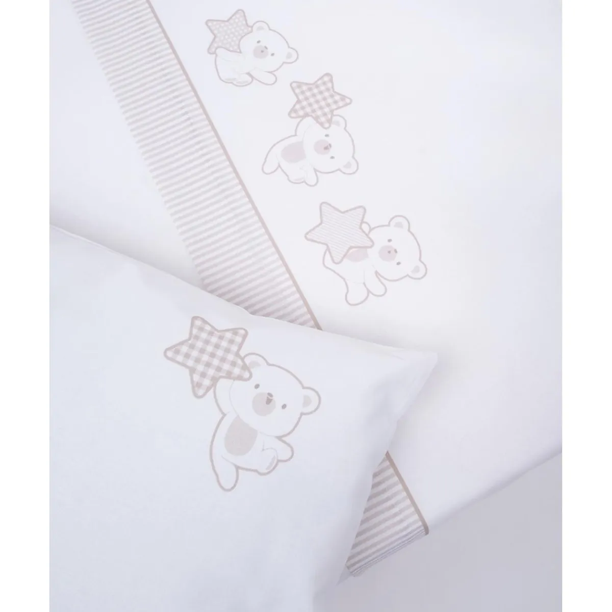 Juego de cuna 3 piezas beige con osito y estrellas*Prenatal New