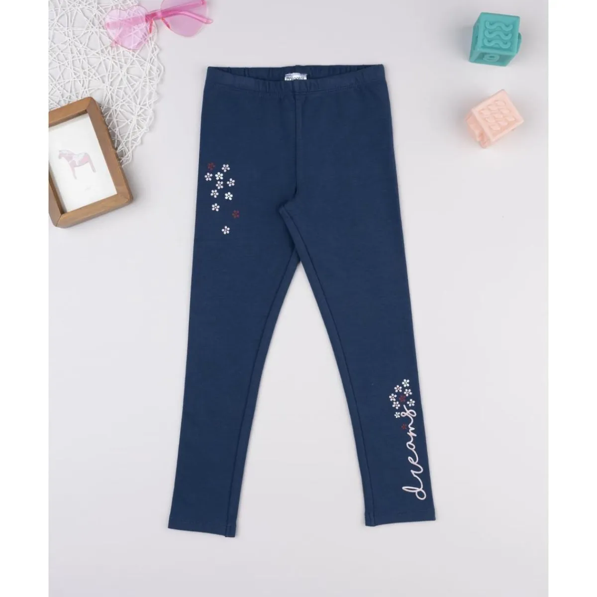 Sale Legging felpado azul con bordado floral para niña Niña 2-10 Años·Leggings Y Faldas|Niña·Niña 2-10 Años