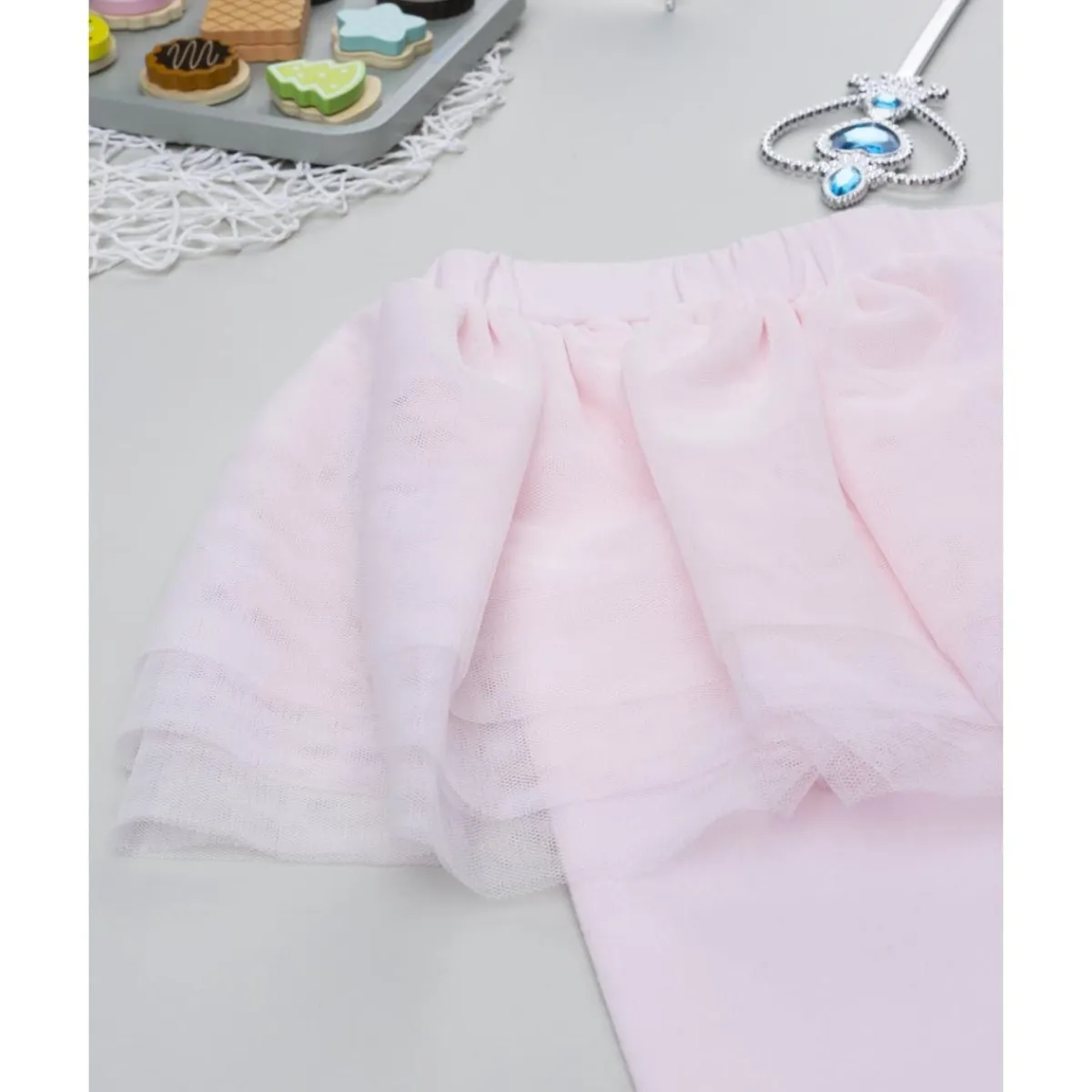 Leggings rosa de niña con falda de tul*Prenatal Sale