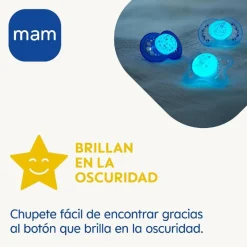 - Chupete Perfect Night silicona brillante +16 meses azul*MAM Sale