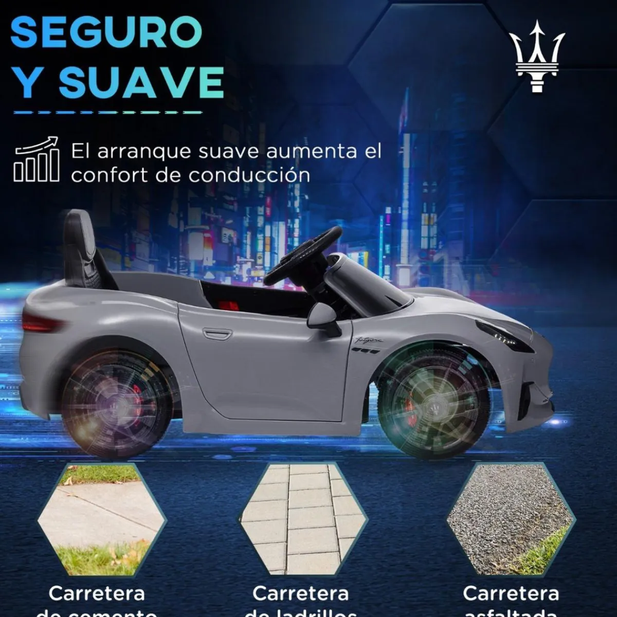 Maserati Gran Turismo Folgore eléctrico Gris*AIYAPLAY New