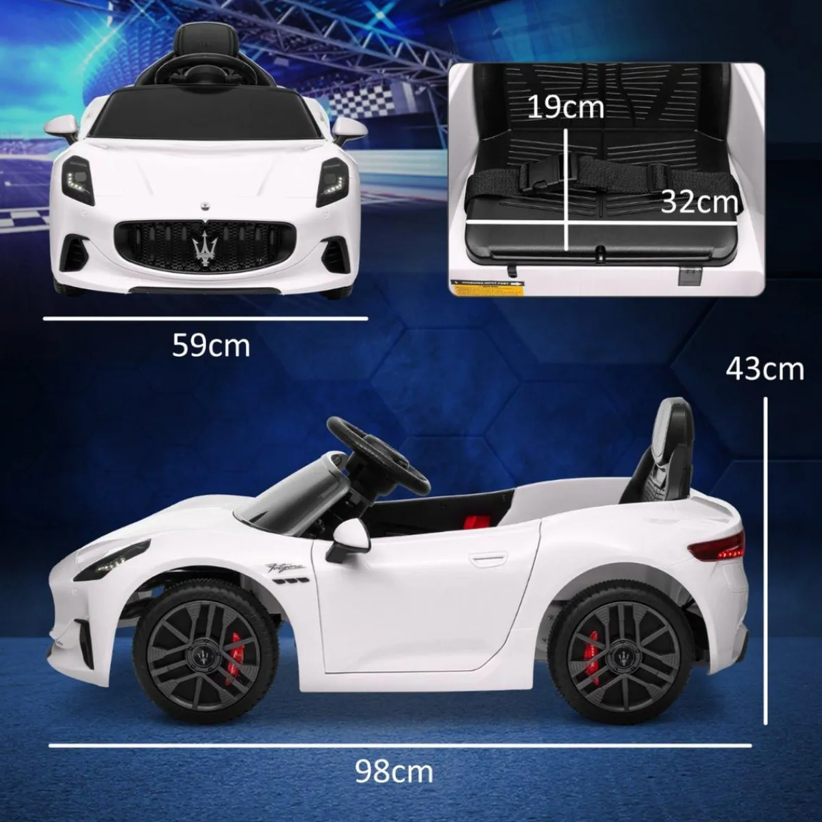 Outlet Maserati Gran Turismo Folgore eléctrico Blanco Vehículos De Batería O A Pedales