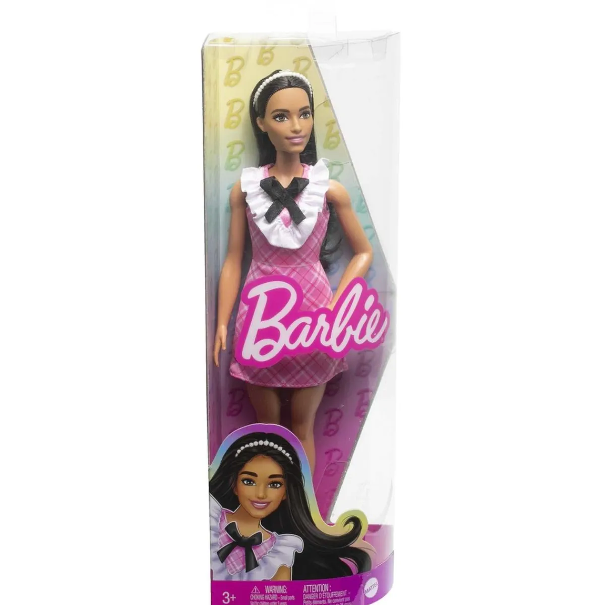 Clearance - Muñeca atlética Fashionista con vestido tartán rosa y accesorios ㅤ Muñecas