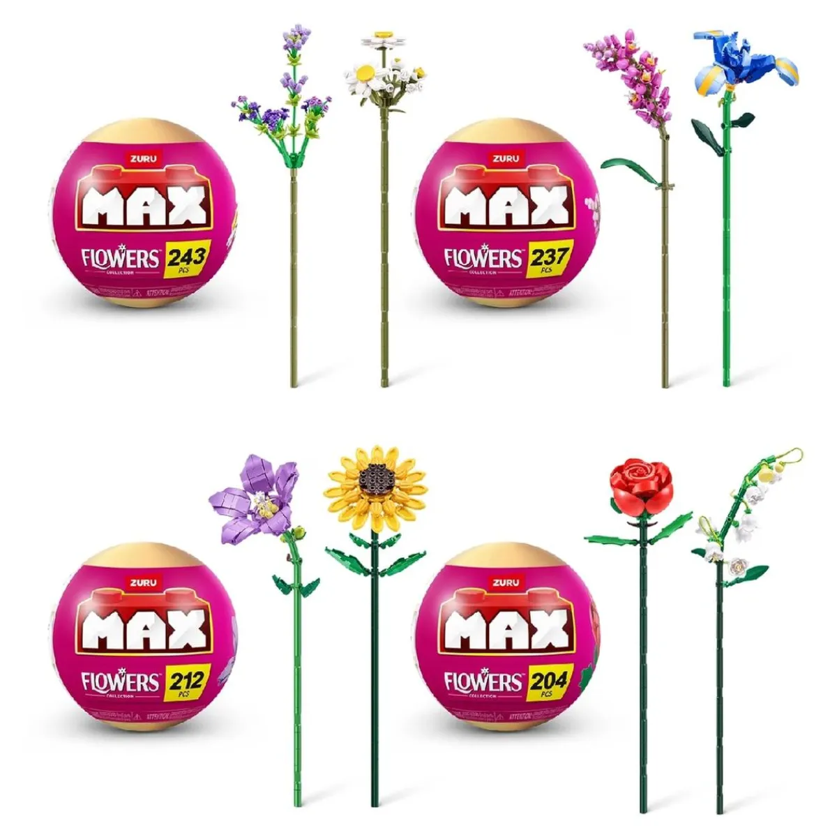 MAX - Pack 4 Cápsulas Flowers Juguetes De Construcción