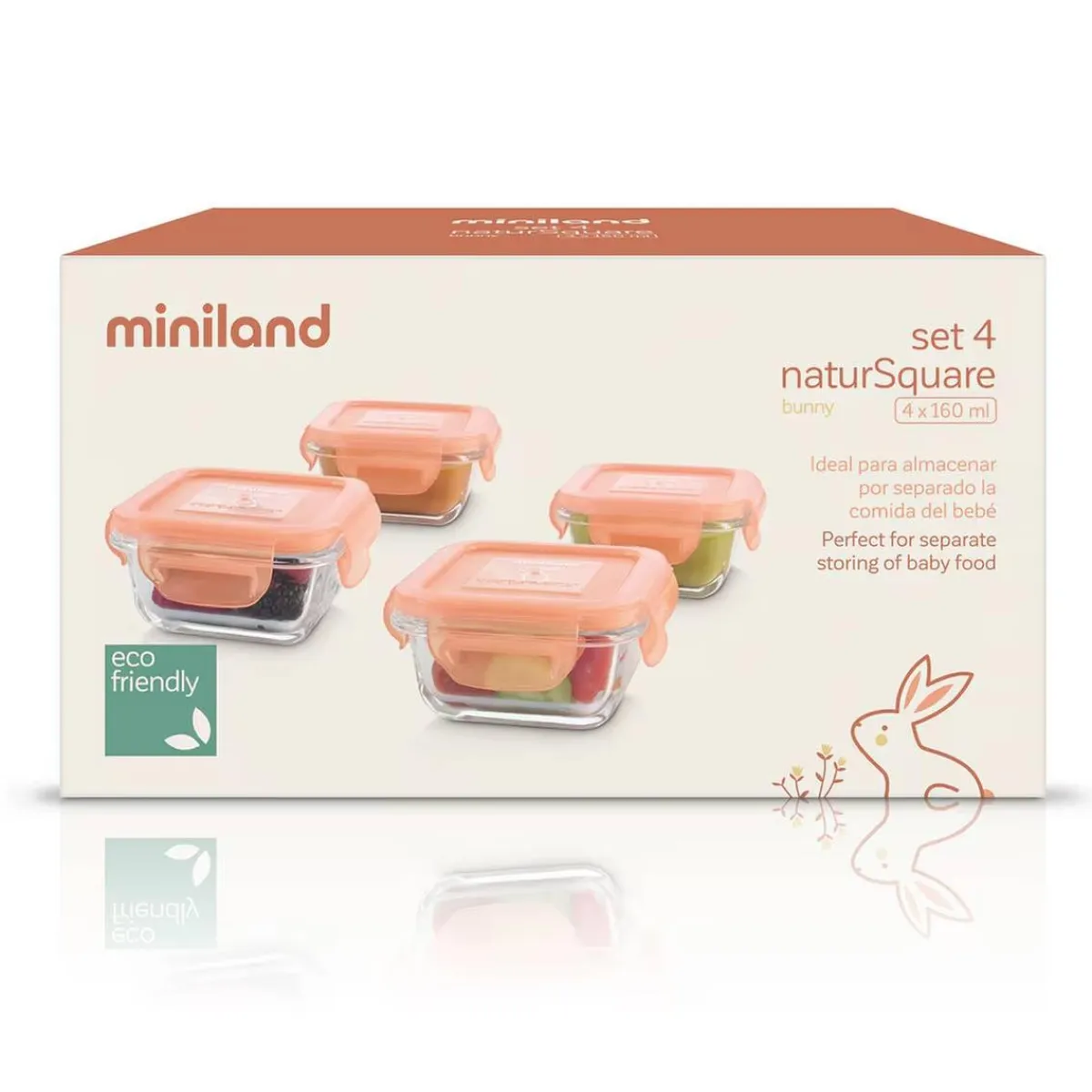 Discount - Set 4 Recipientes de Vidrio Naranja - Natursquare Bunny Preparación Comida Y Accesorios·Termos, Recipientes Y Contenedores