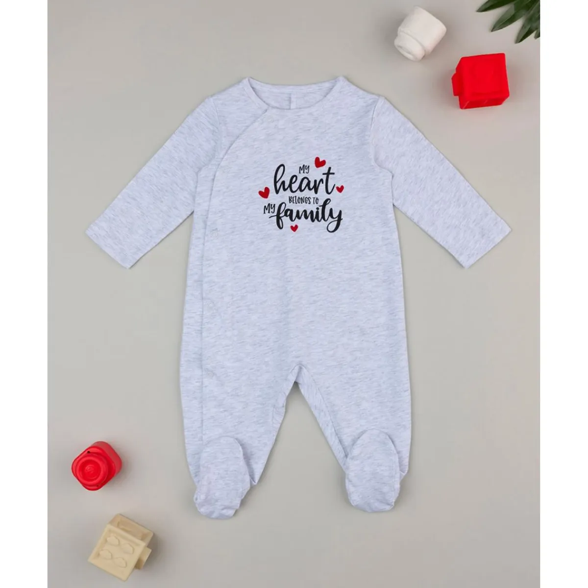 Clearance Mono unisex gris con escritura Recién Nacido·Ropa Y Accesorios|Ropa Y Accesorios·Peleles