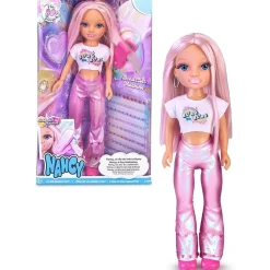 Discount - Muñeca con pelo rosa, juego para peinar y decorar, máquina de gemas y accesorios ㅤ Muñecas
