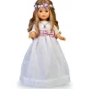 Hot - Muñeca de colección para Primera Comunión con vestido blanco y corona de flores, rubia, Reedición 2023 Muñecas