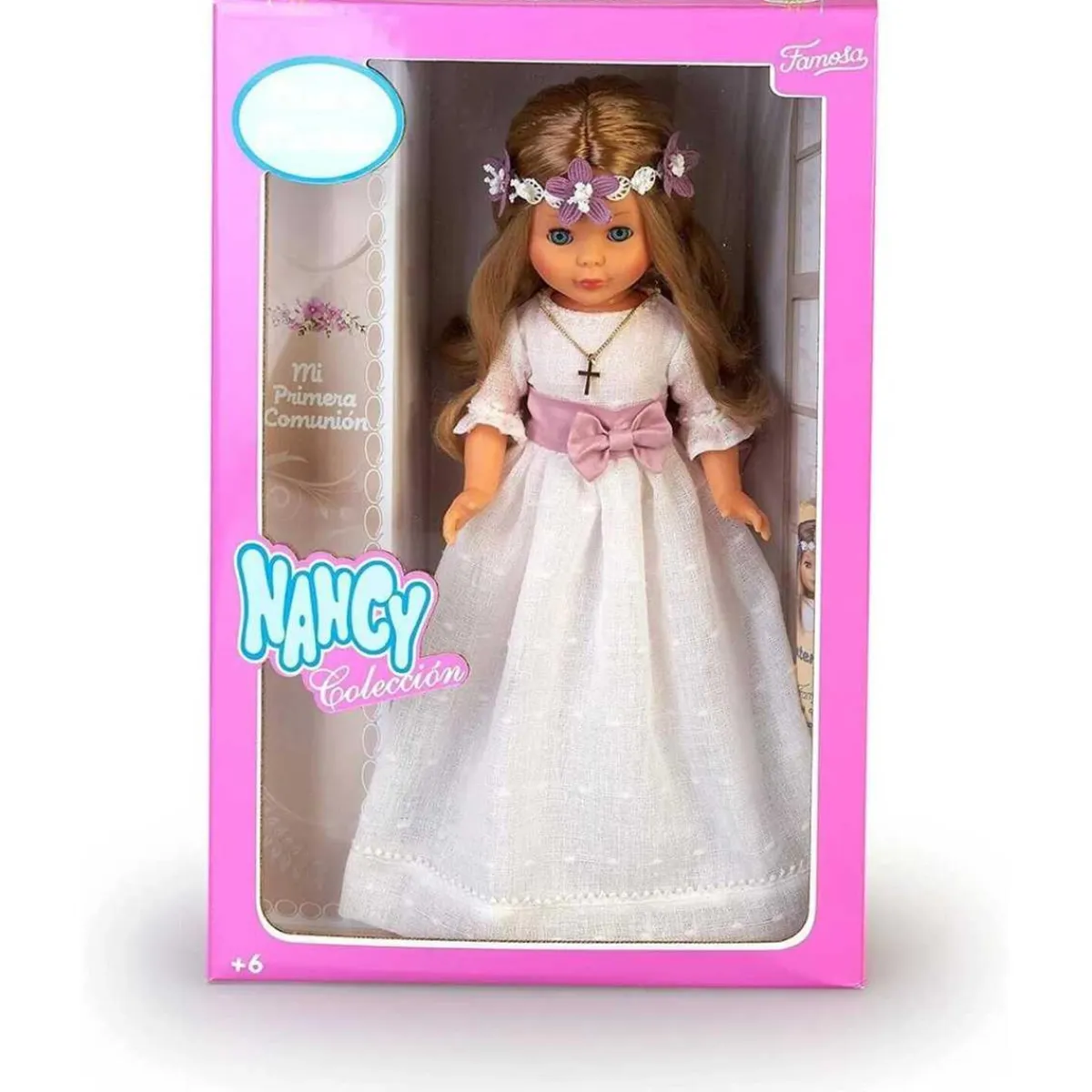Hot - Muñeca de colección para Primera Comunión con vestido blanco y corona de flores, rubia, Reedición 2023 Muñecas