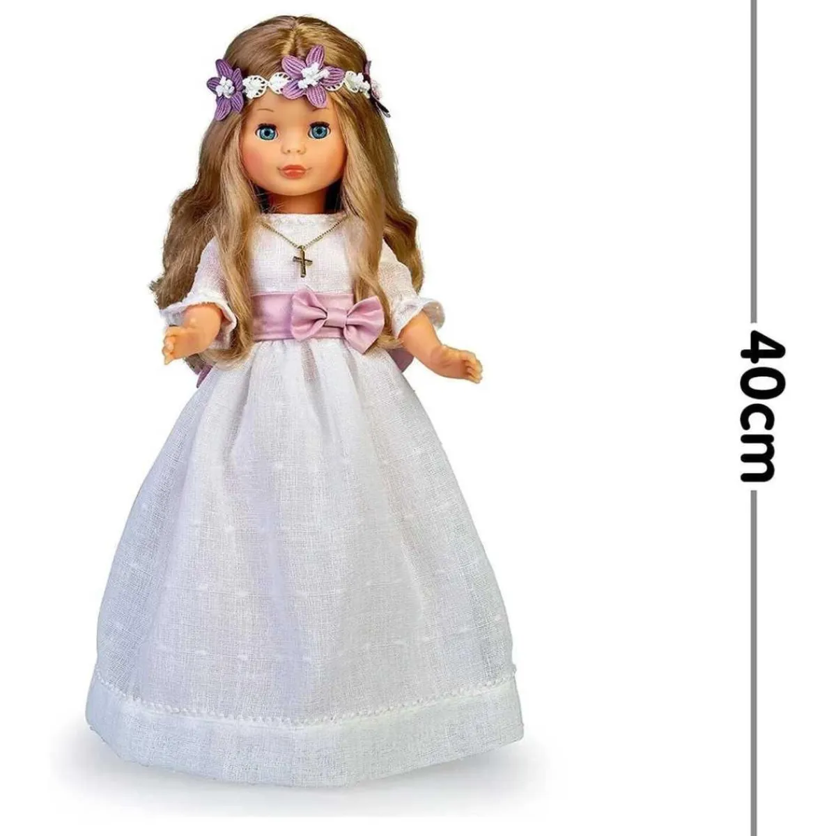 Hot - Muñeca de colección para Primera Comunión con vestido blanco y corona de flores, rubia, Reedición 2023 Muñecas