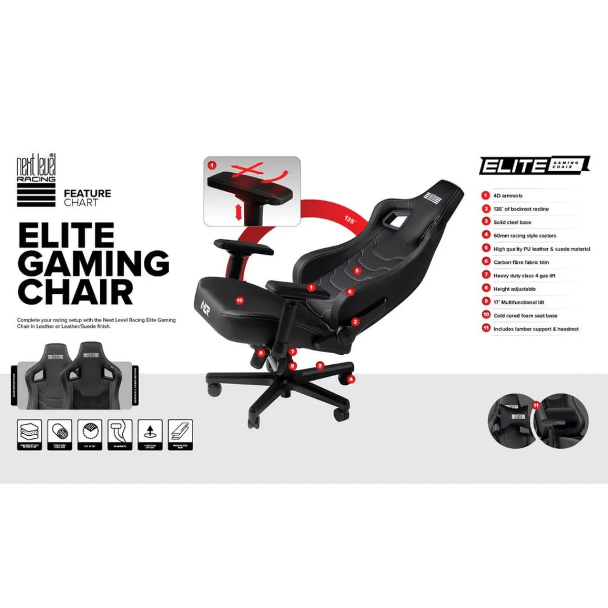 New - Elite Chair Black Leather Edition Videojuegos