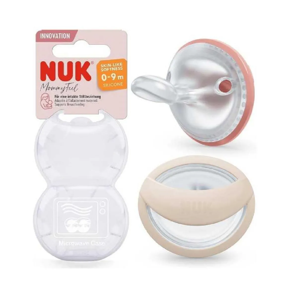 Hot - Pack 2 chupetes Mommy Feel Silicona 0-9 meses Rosa/Beige Biberones Y Chupetes·Chupetes