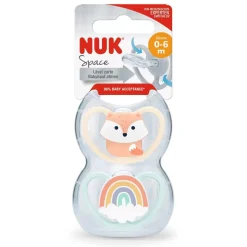 - Pack 2 chupetes Space silicona 0-6 meses Zorro/Arcoíris Biberones Y Chupetes·Chupetes