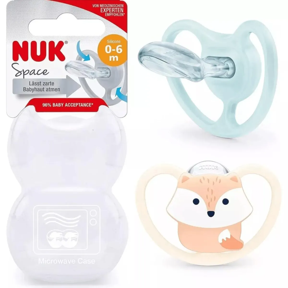 - Pack 2 chupetes Space silicona 0-6 meses Zorro/Arcoíris Biberones Y Chupetes·Chupetes