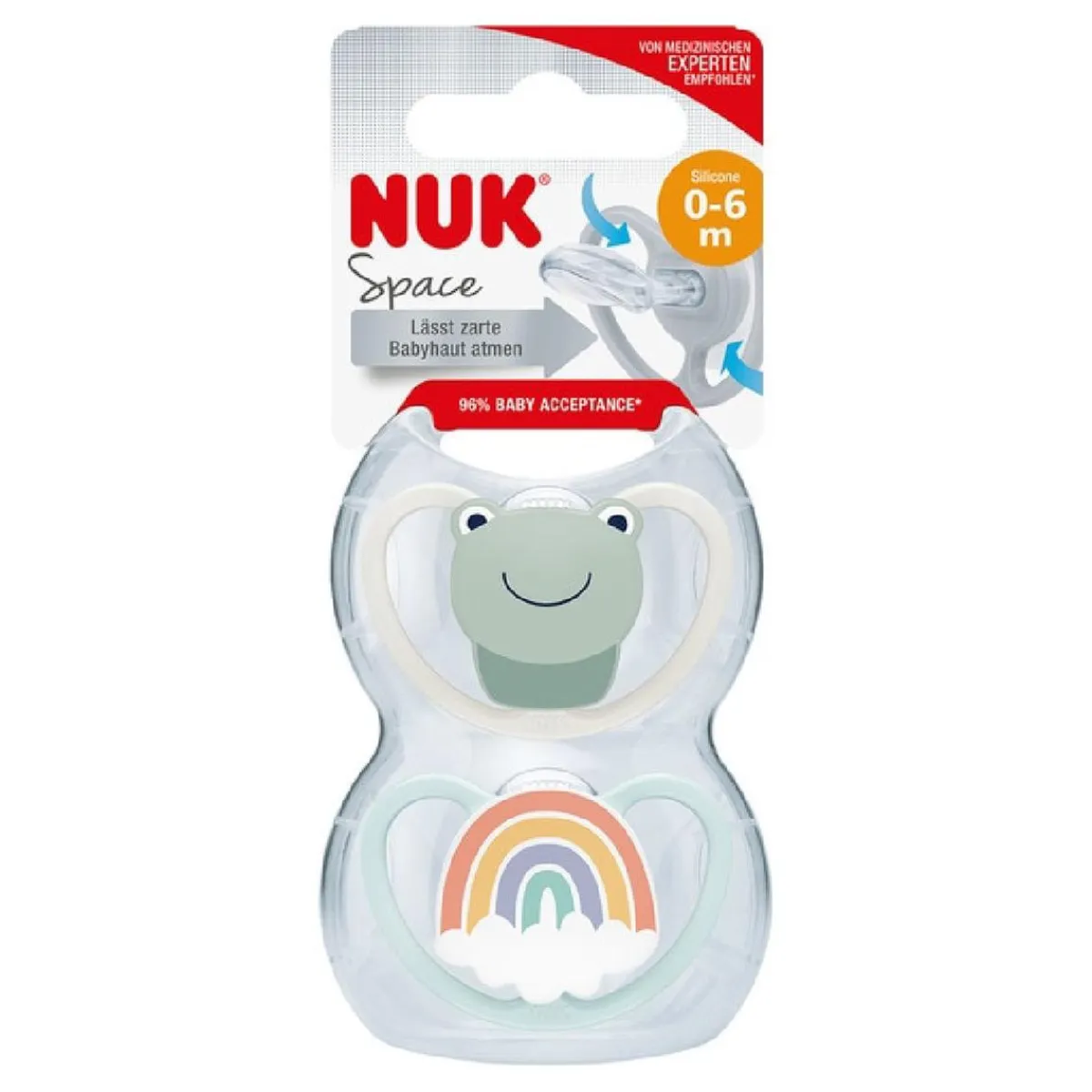 - Pack 2 chupetes Space silicona 0-6 meses Rana/Arcoíris Biberones Y Chupetes·Chupetes