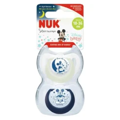 - Pack 2 chupetes Star Day & Night Mickey 18-36 meses*NUK New