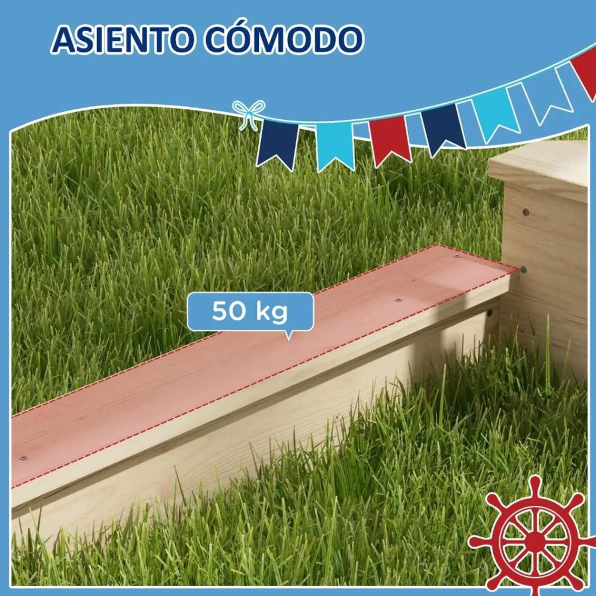 New Outsunny - Arenero de madera Barco pirata Juguetes De Verano