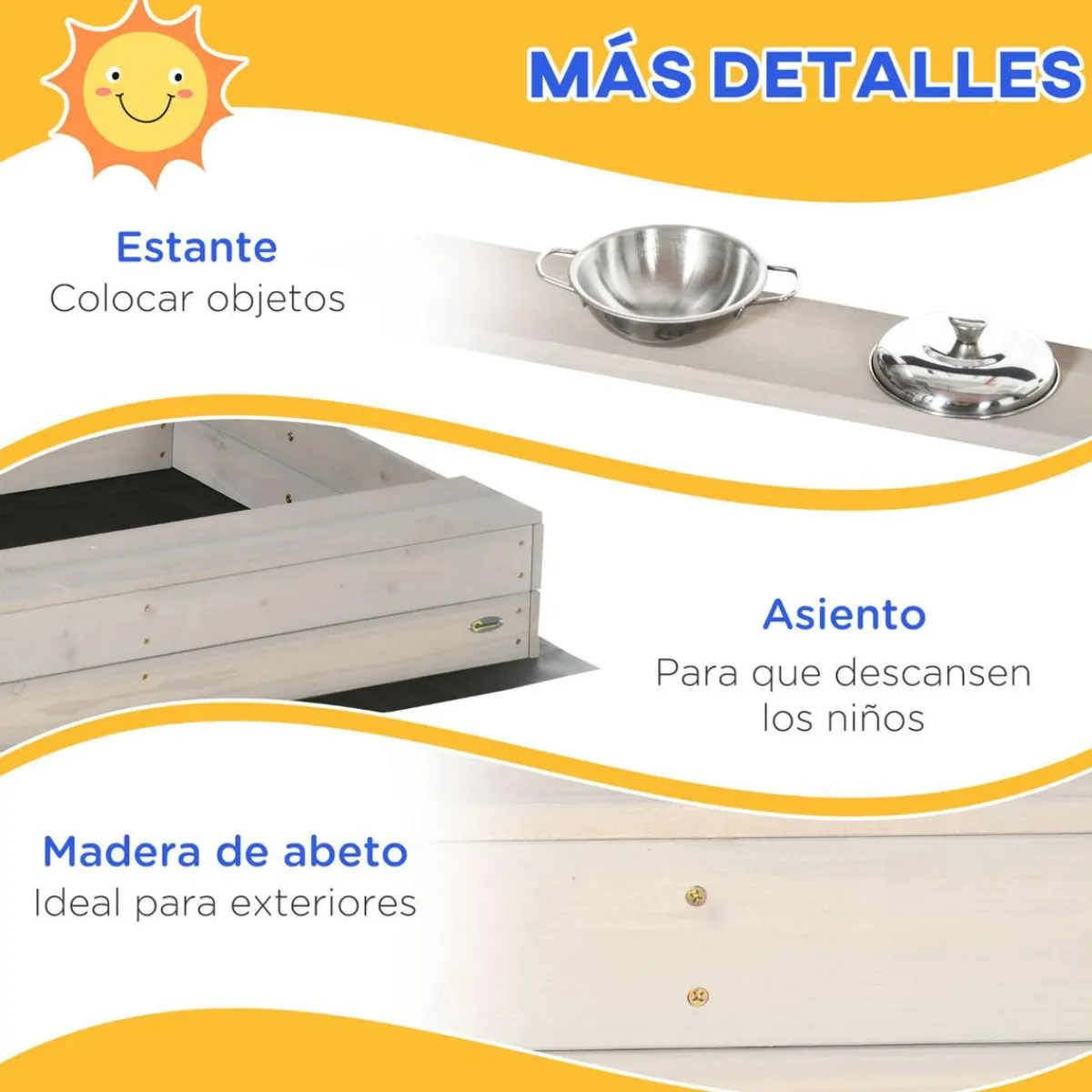 Clearance - Arenero de madera con toldo Juguetes De Verano