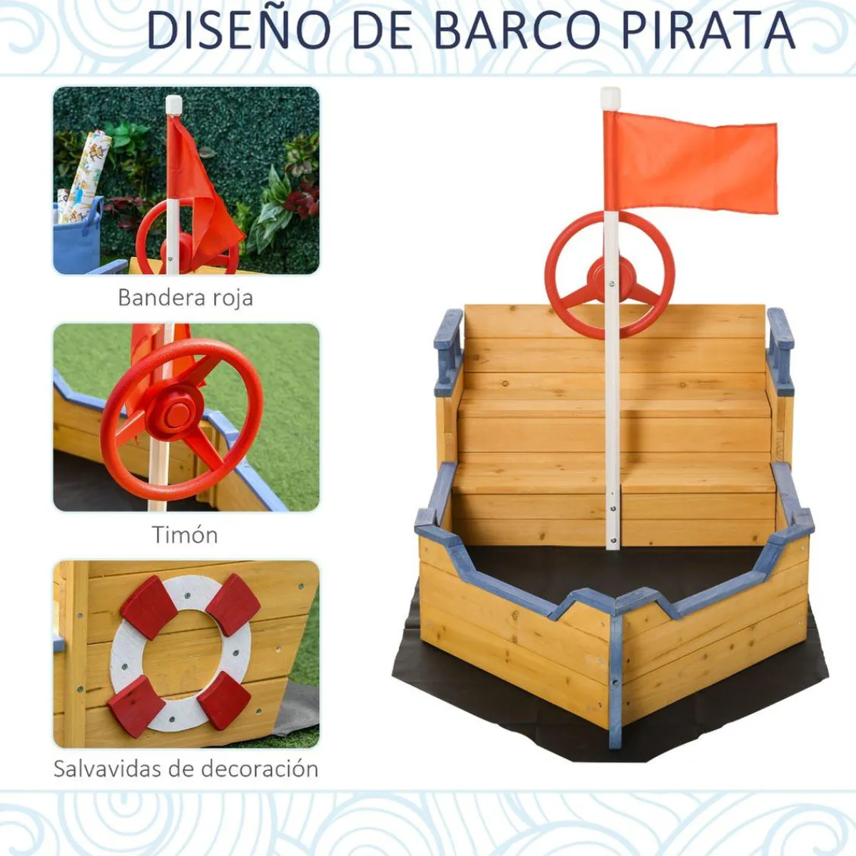 Outlet - Arenero galeón de madera Juguetes De Verano