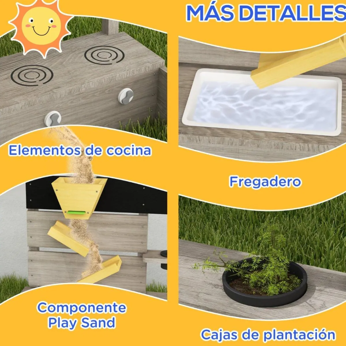 Best - Arenero infantil de madera con juegos Juguetes De Verano