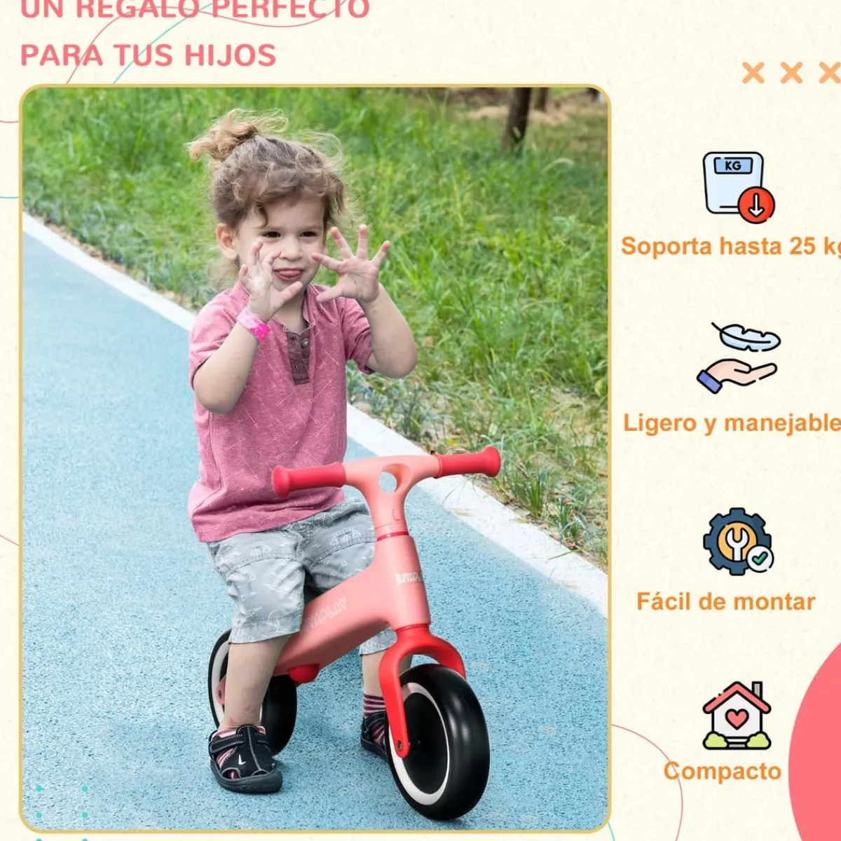 Outsunny - Bicicleta equilibrio Naranja con manillar giratorio Motos Y Triciclos