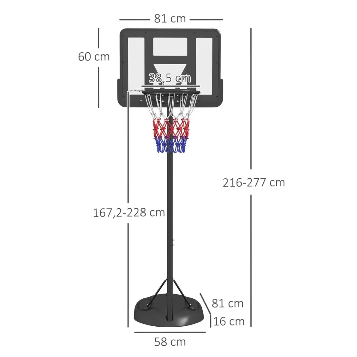 Outsunny - Canasta baloncesto regulable con base rellenable*SPORTNOW Online