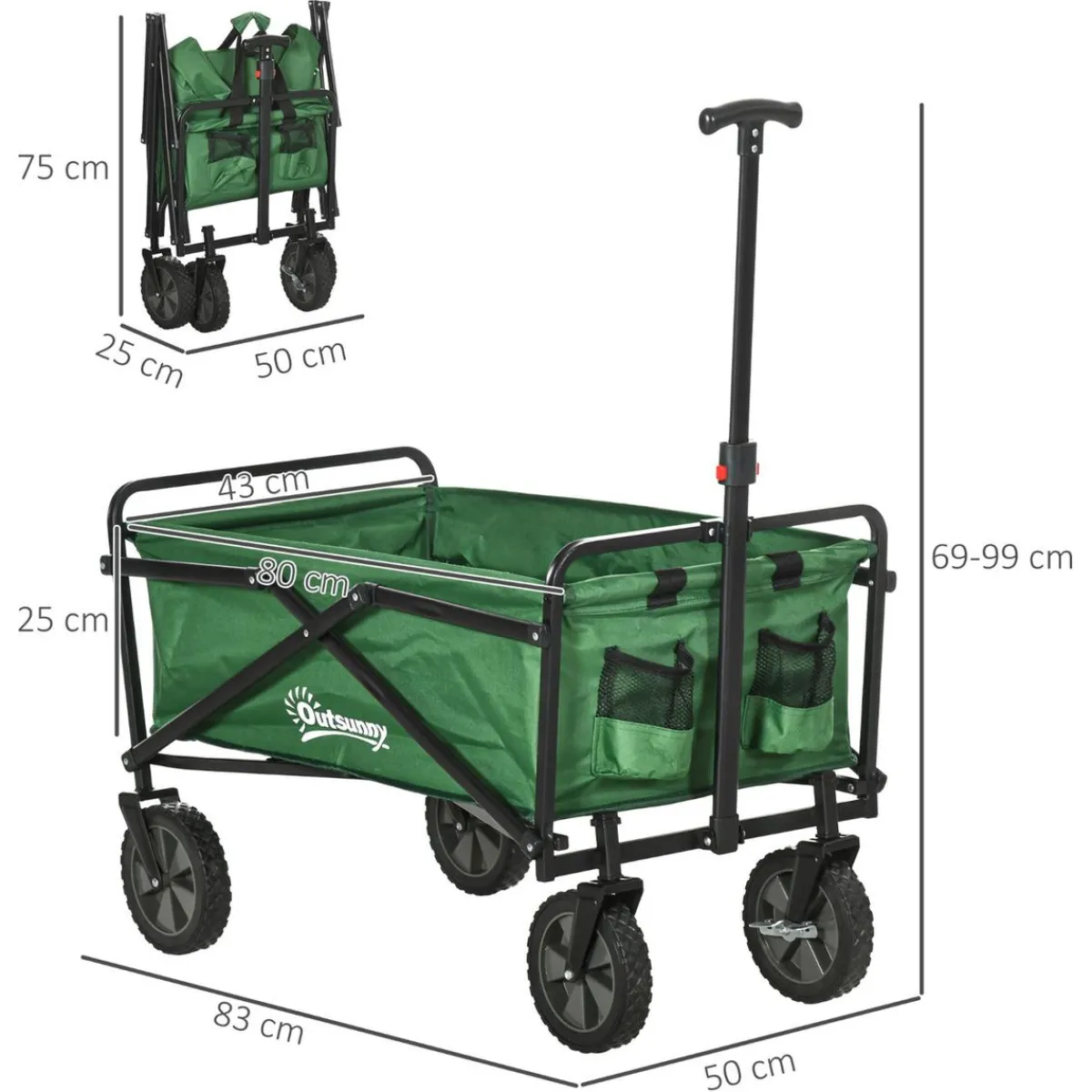- Carro plegable con mango ajustable Verde Juguetes De Verano