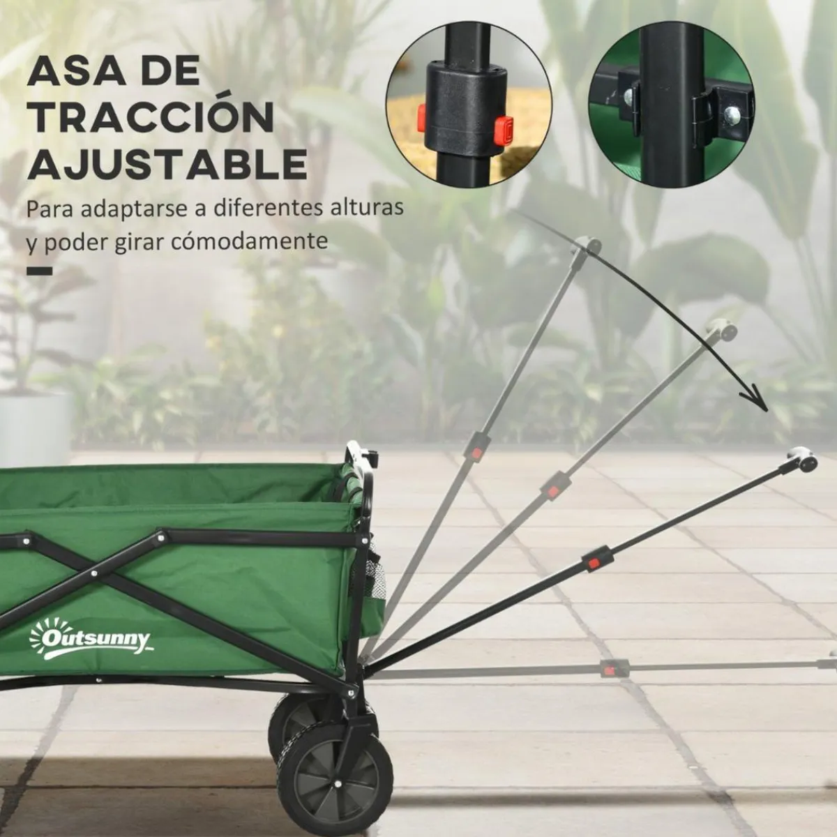 - Carro plegable con mango ajustable Verde Juguetes De Verano
