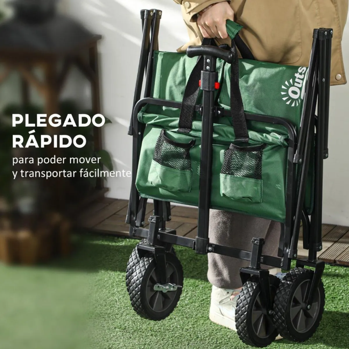 - Carro plegable con mango ajustable Verde Juguetes De Verano