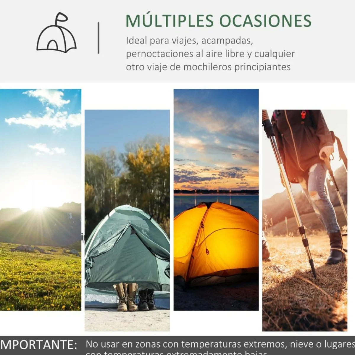 - Tienda de campaña familiar 426x206x154 cm Verde*Outsunny Hot