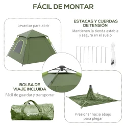 Hot - Tienda de campaña Pop Up 210x210x150cm Verde Juguetes De Verano