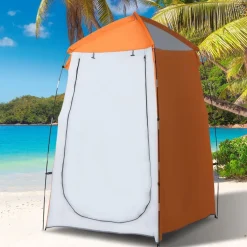 - Tienda de ducha camping con mosquiteras 123x121x198 cm Naranja*Outsunny New