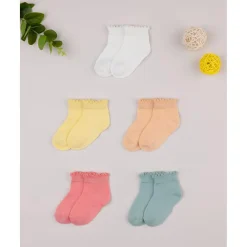 Best Pack 5 Calcetines Bebé Niña Multicolor Tinta Unica Calzado Y Accesorios·Accesorios Y Complementos