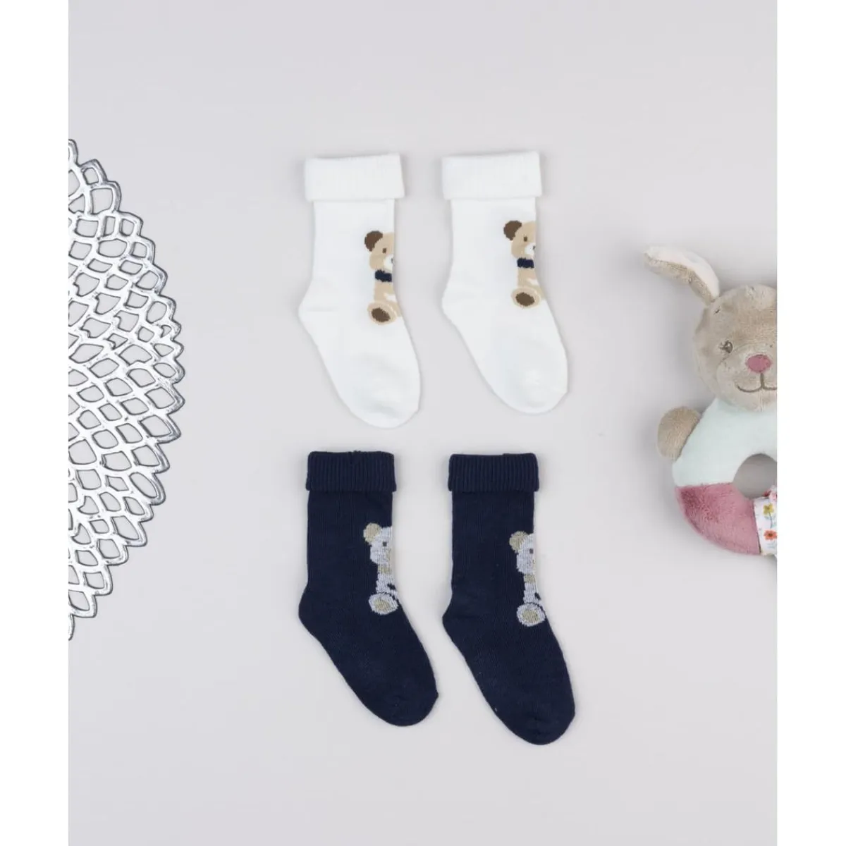 Outlet Pack 2 calcetines niño blanco/azul ositos Recién Nacido·Ropa Y Accesorios|Ropa Y Accesorios·Zapatos Y Calcetines