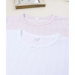 Pack 2 camisetas blanco y rosa para niña*Prenatal Hot